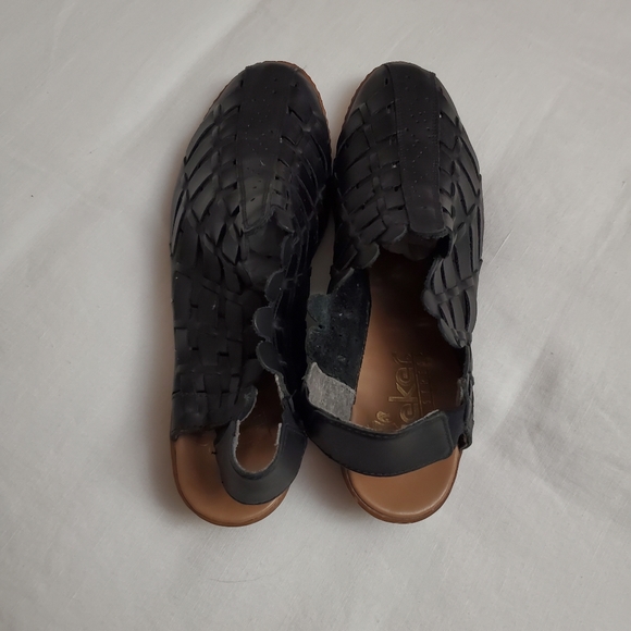 Rieker Sina Black Woven Leather Sandals Women's Size 42-10 Classic Boho Chic - Picture 9 of 15